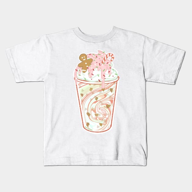 christmas gingerbread peppermint shake Kids T-Shirt by OddityArts